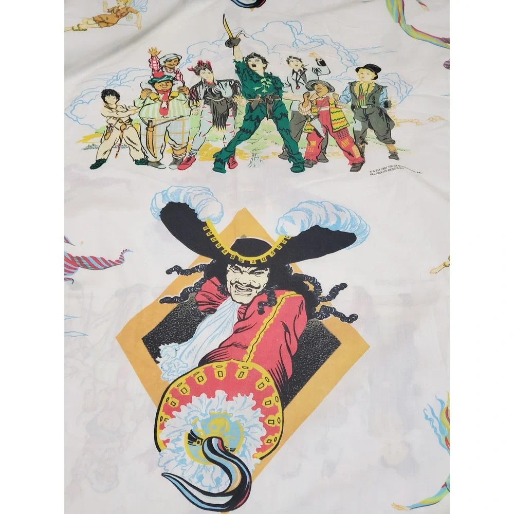 Vintage Hook Movie Peter Pan Retro Twin Bedding Flat Fitted Sheet Pillowcase Set